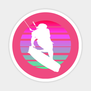 Kitesurfing Female Rider Silhouette Retro Sunset Magnet